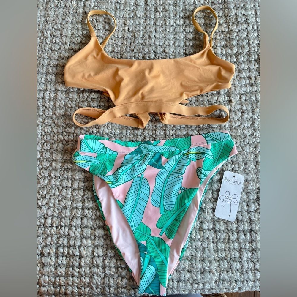 Buy 2 get 1 FREE Dippin’ Daisy’s  jungle palm wrap strap high waisted bikini set